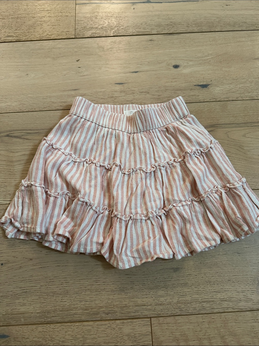 abercrombie kids Pink and White Striped Ruffle Skort